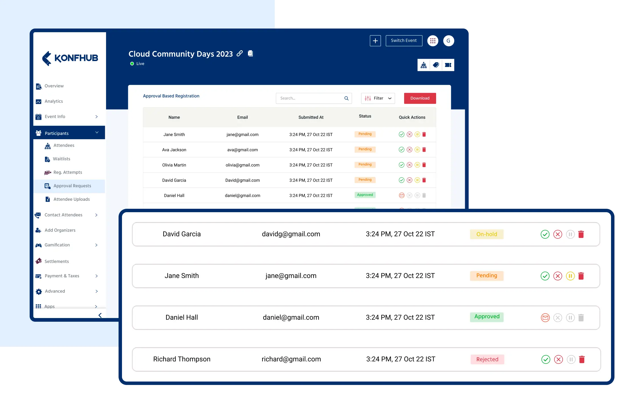 Closed-room Events With Approval Based Registrations