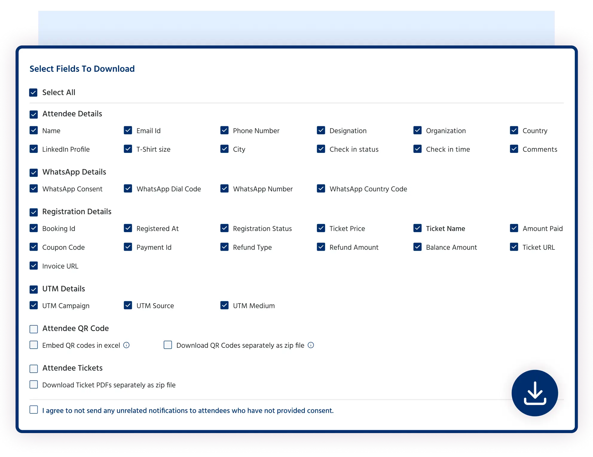 Rich Attendee Download Feature