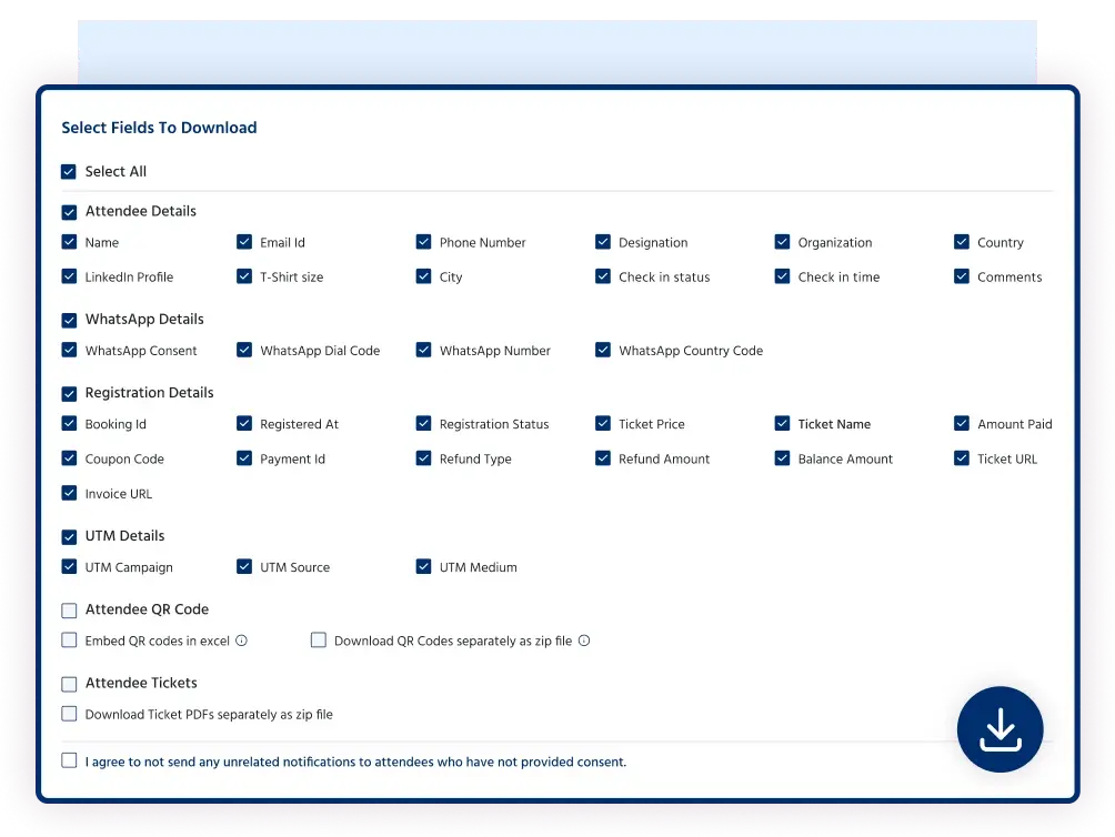 Rich Attendee Download Feature