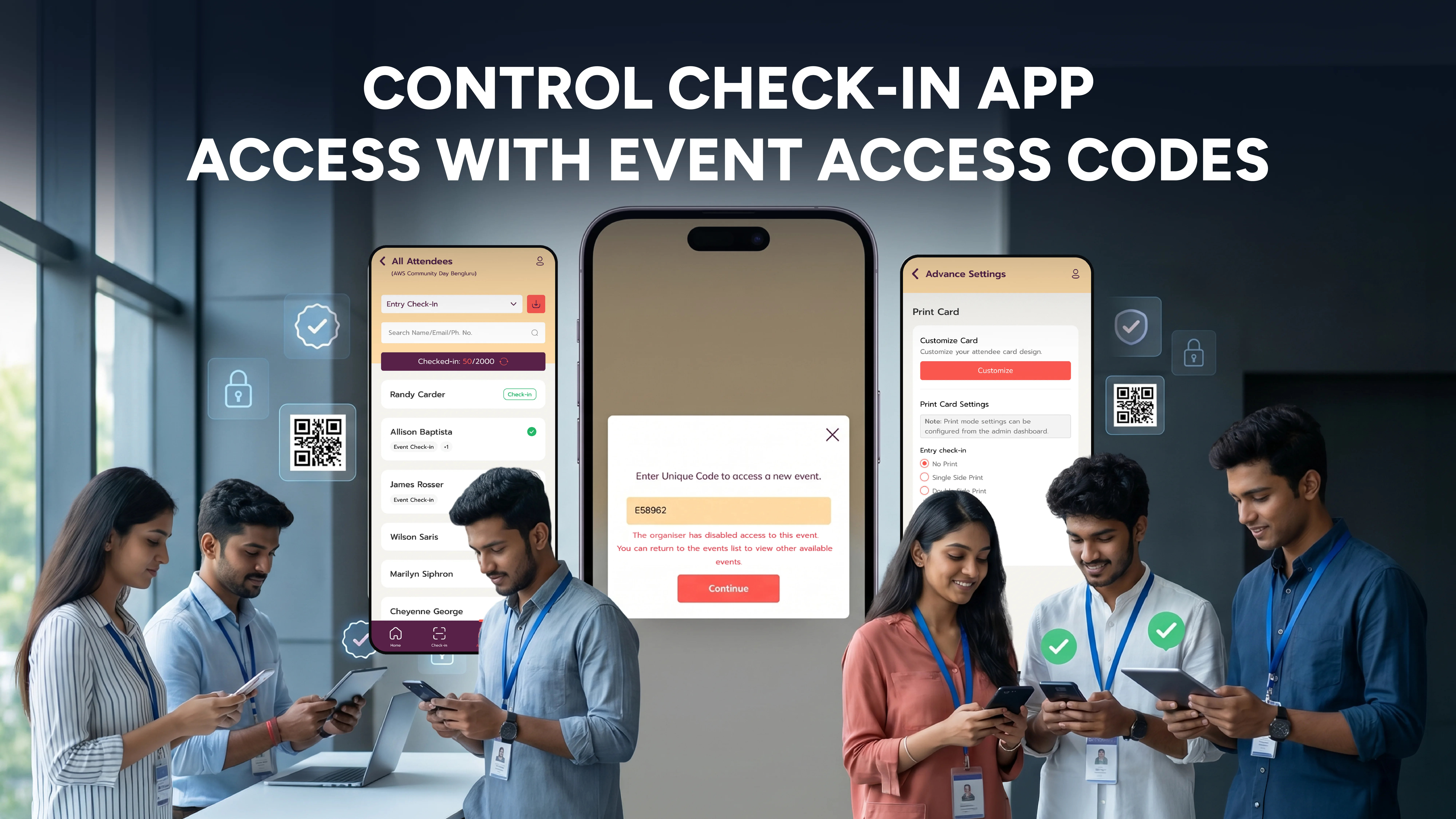Control Check-In App Access with Event Access Codes