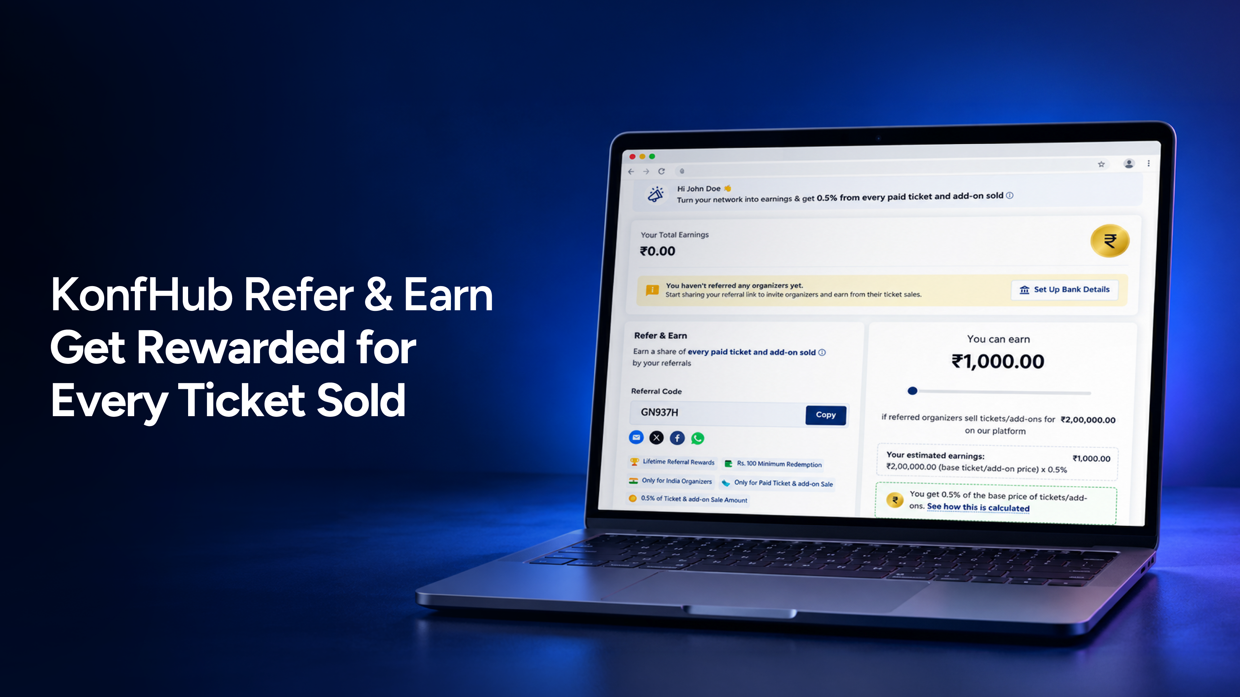 KonfHub Refer & Earn: Get Rewarded for Every Ticket Sold